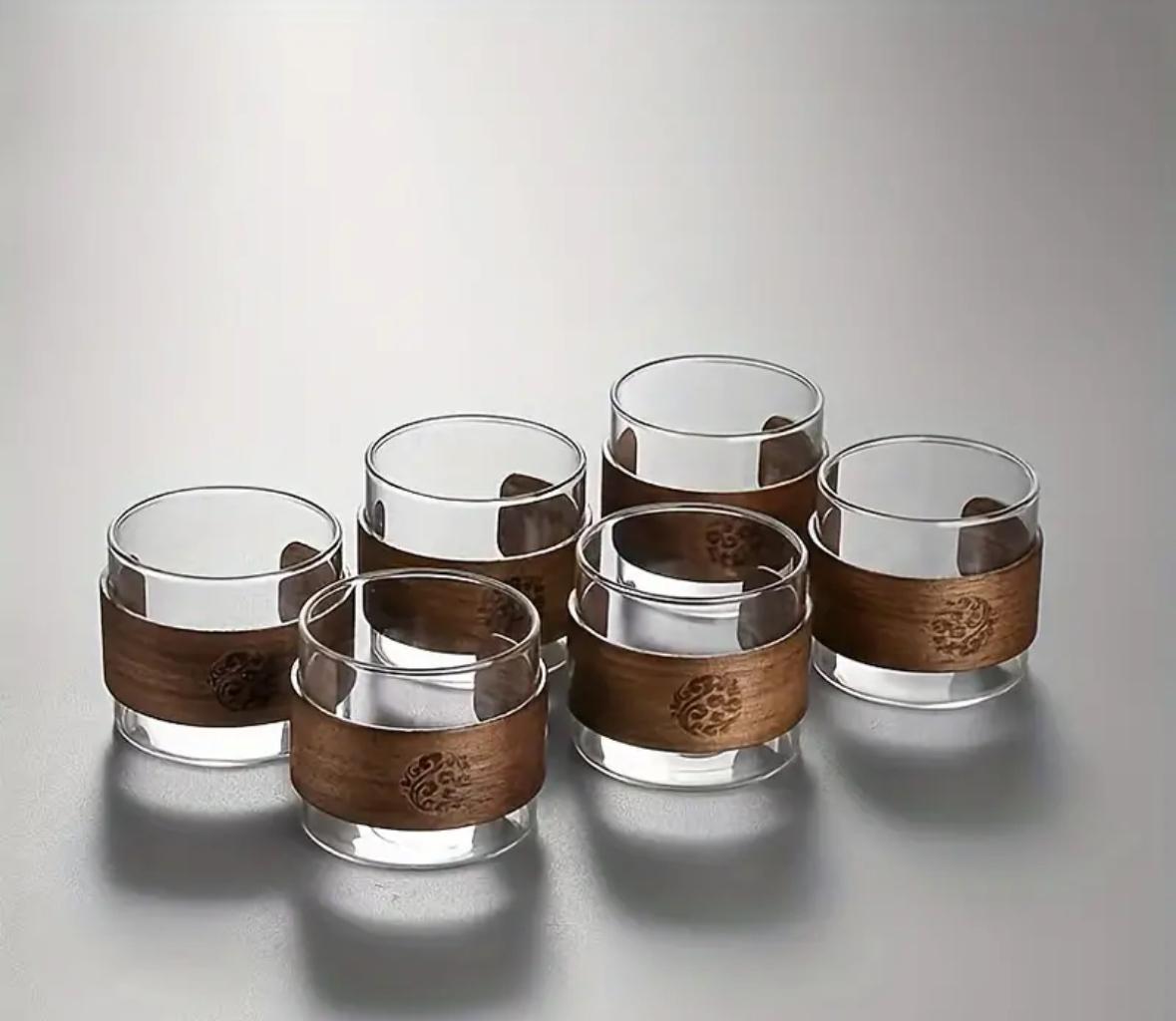 ESPRESSO GLASS WHITH WOODEN HANDLE