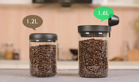 Soulhand Vacuum Coffee Canister - Clear Glass Body