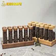 Coffee bean storage container set with base