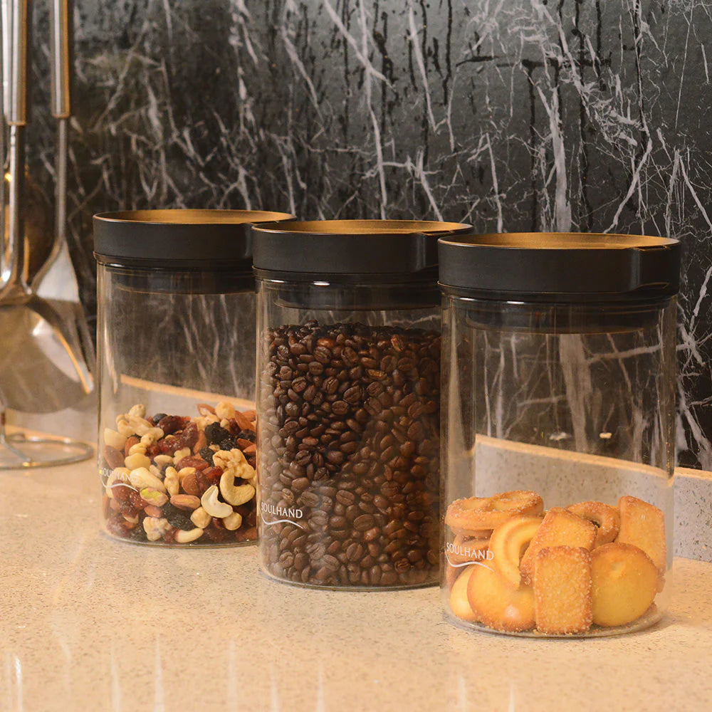 Soulhand Vacuum Coffee Canister - Clear Glass Body