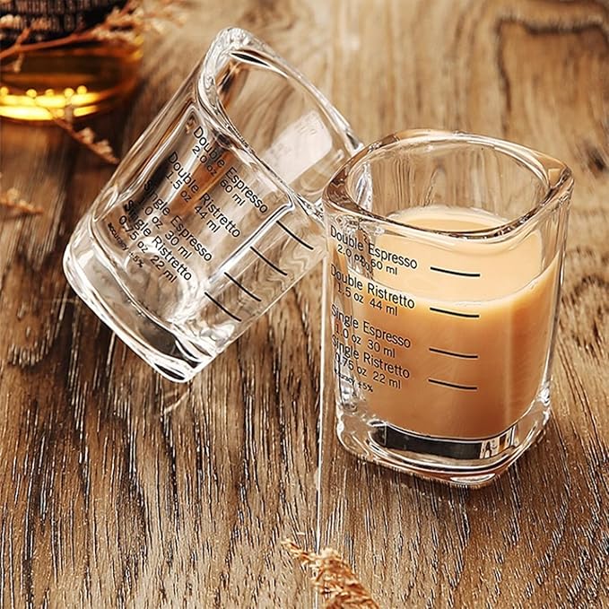 Espresso glass - with markings for setting machine - 1 piece