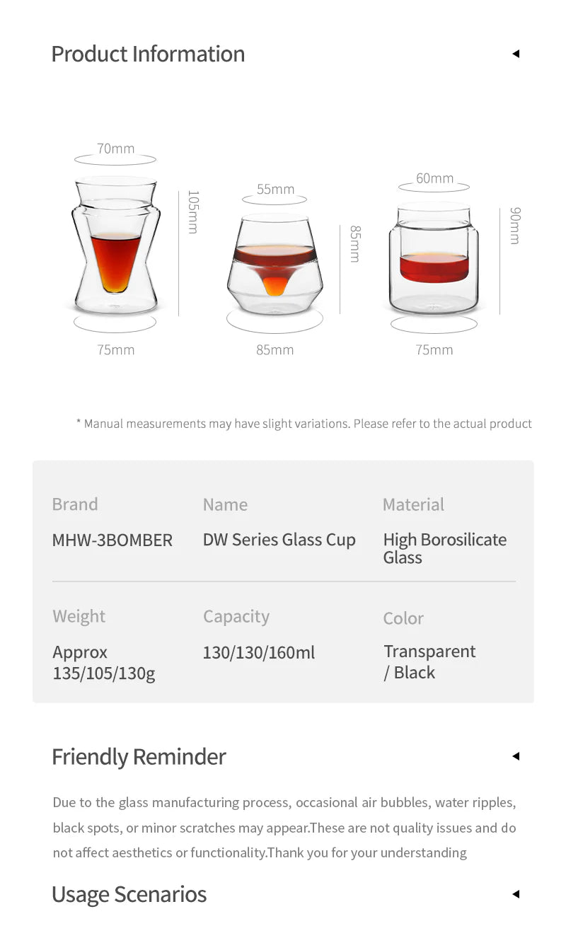 MHW-3BOMBER - Double Wall Series Glass Cup - Transparent