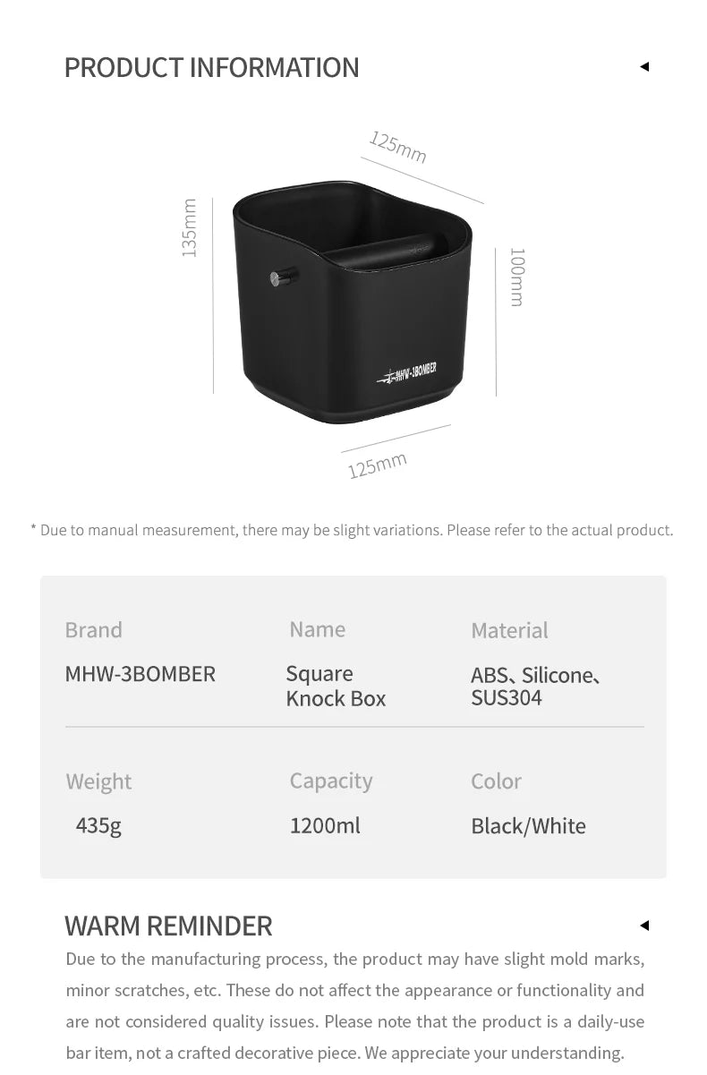 MHW-3BOMBER - Square Knock Box - 1.2L