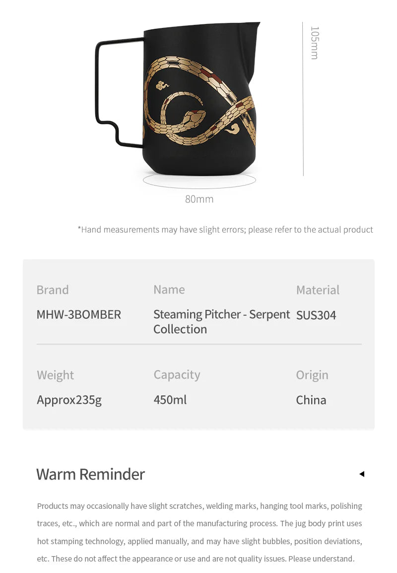 MHW-3BOMBER - Turbo milk pitcher-450ml - Serpent Collection