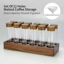 Coffee bean storage container set with base