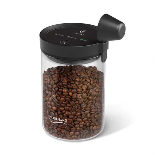 Soulhand Vacuum Coffee Canister - Clear Glass Body