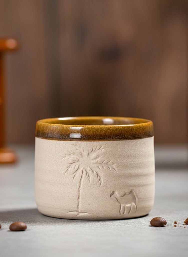 coffee mug, Palm trees and camels, Arabica coffee cup, 1pc